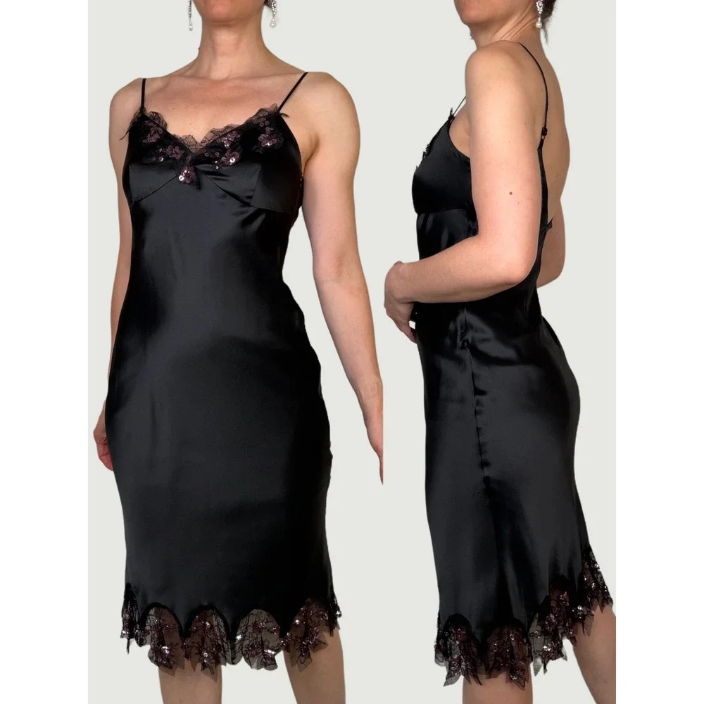 Cache | Dresses | Cache Vintage Y2k 0 Silk Lace Sequin Slip Dress Small Black Satin S 6 | Poshmark Cache | Dresses | Cache Vintage Y2k 0 Silk Lace Sequin Slip Dress Small Black Satin S 6 | Poshmark